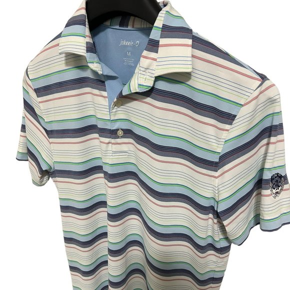 Johnnie-O Striped Men’s Polo Shirt Size Medium Short Sleeve Logo - Picture 2 of 7